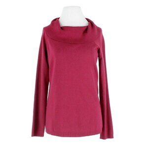 AT Loft $59 Sz L Burgundy Turtleneck Rayon Knit Nylon Sweater